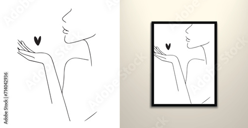 Butterfly flies from women hand-drawing wall art
