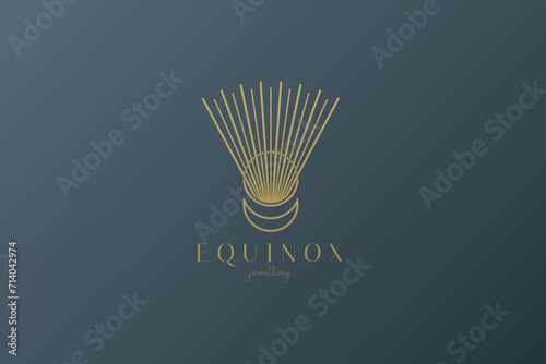 Celestial logo design  Star logotype  Planet  Space  Universe  Minimal Minimalistic  Sun  Rays  Satelite emblem. Vector illustration