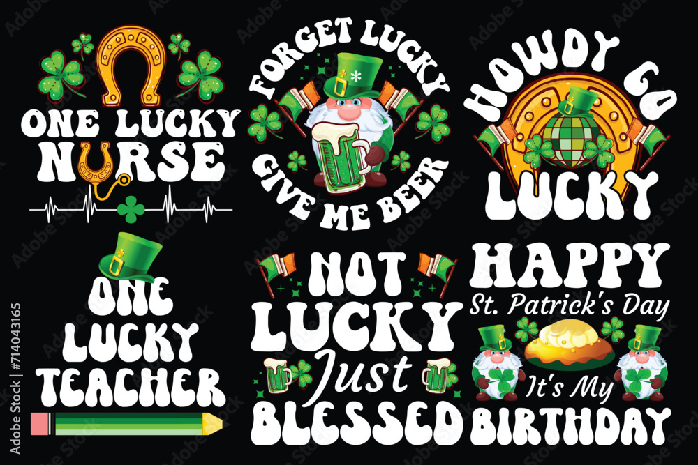 St. Patrick's Day Bundle Typography t-shirt design.