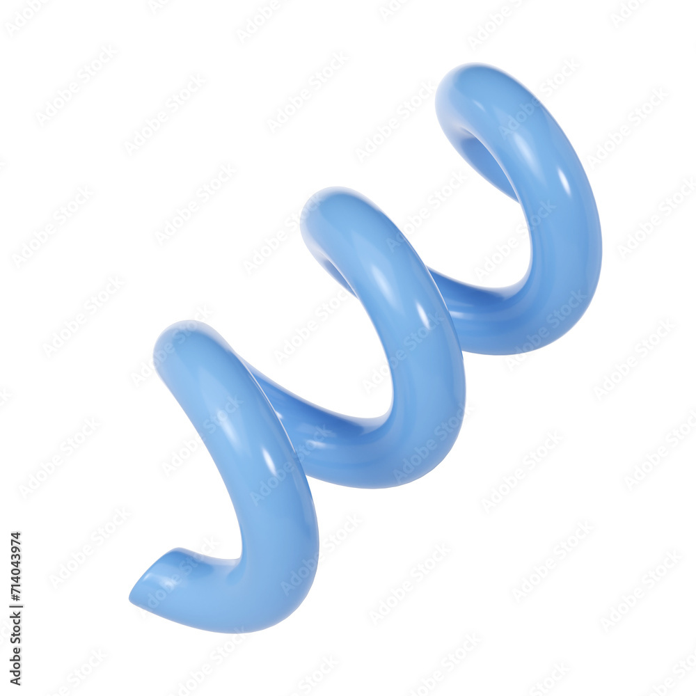 3d Spiral curve line decorative Christmas element blue color. Realistic design In plastic cartoon style. transparent illustration 3d Spiral curve line decorative Christmas element blue color. Realistic design In plastic cartoon style. transparent illustration