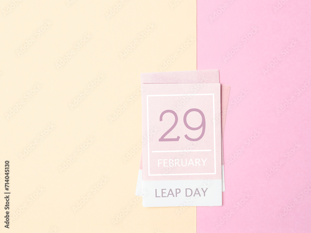 February 29th calendar for February 29. Leap year, intercalary day, bissextile. - obrazy, fototapety, plakaty 