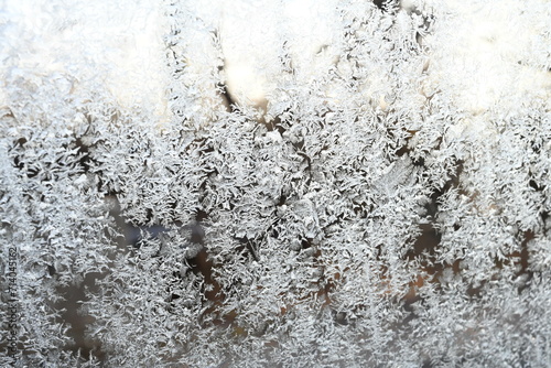 close up of ice flowers on glass