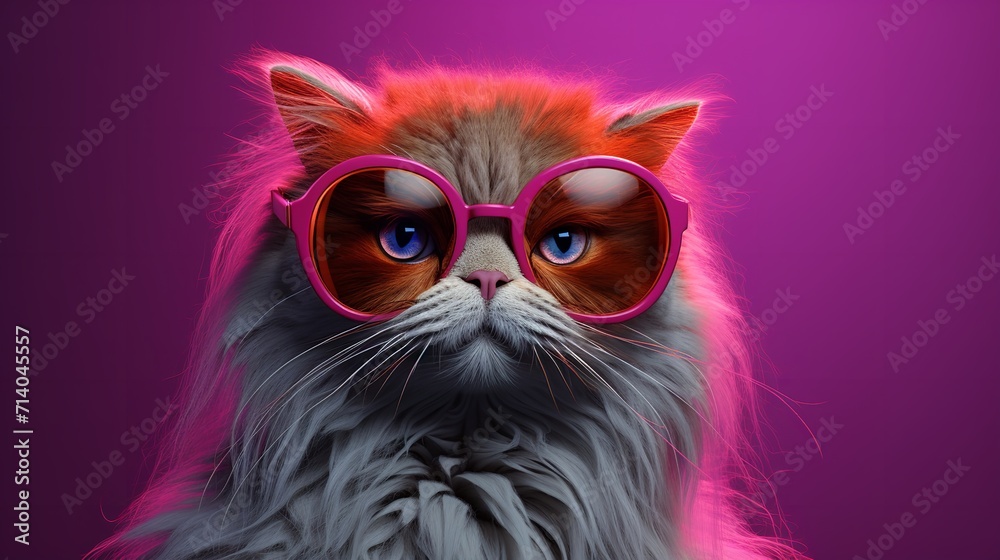 Persian Cat with a Pair of Stylish Glasses - The Epitome of Feline Elegance

