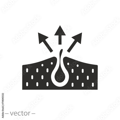 cleaning skin pore icon, squeeze pimple, removes acne, flat symbol on white background - vector illustration