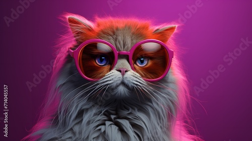 Persian Cat with a Pair of Stylish Glasses - The Epitome of Feline Elegance   © zahidcreat0r