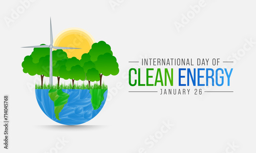 International day of clean energy is observed every year on January 26, Vector illustration