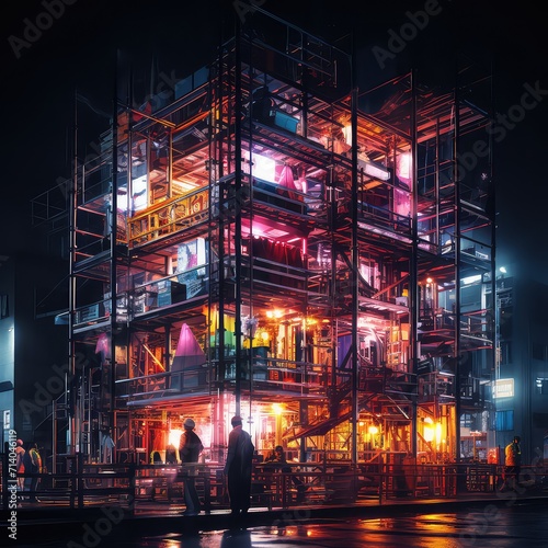 A futuristic neon cityscape  Generative AI