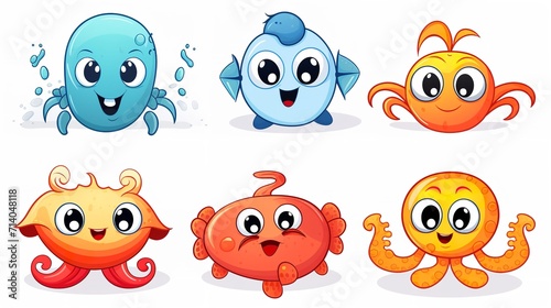 Sea Animals - Cute Crab, Lobster, Dolphin, Turtle