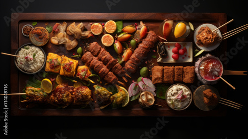 A mouth-watering platter of kebabs, biryani, and sweet desserts, perfect for breaking the fast during Ramadhan © Textures & Patterns