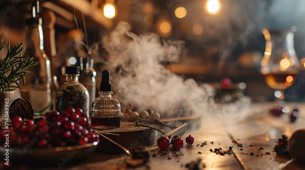 fruit Hookah bowl with orange and a lot of fresh fruits, Smoking fruit