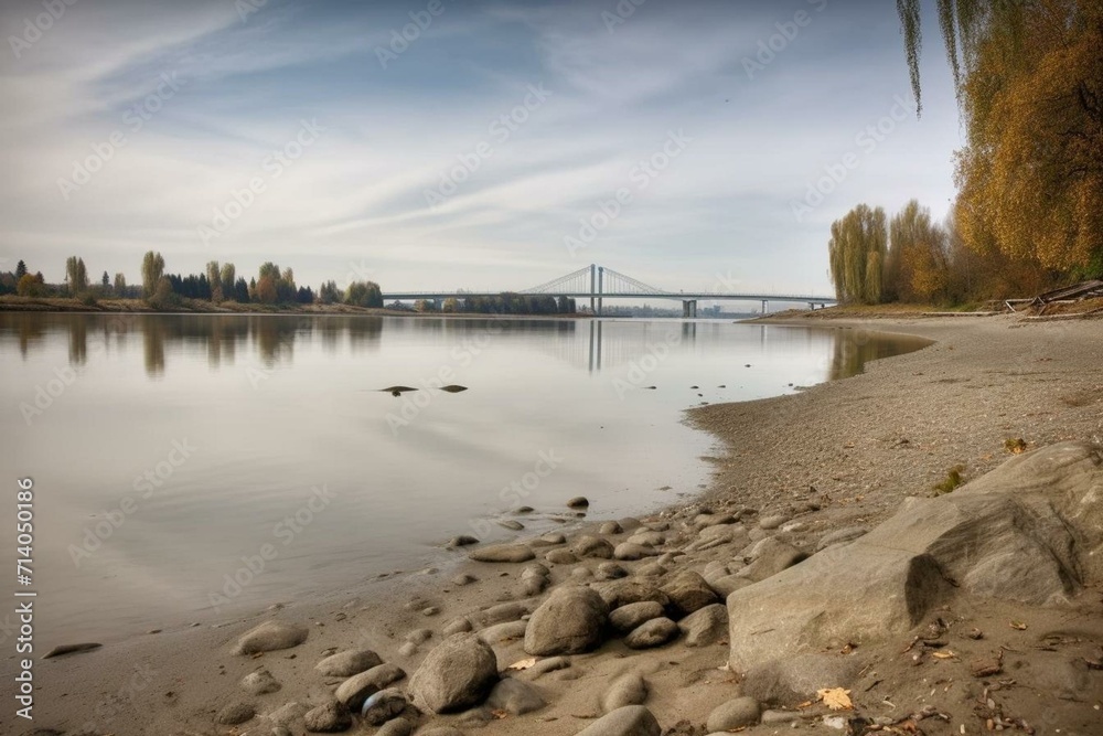 Obraz premium An image showcasing the beautiful scenery of Richmond, BC with the mesmerizing Fraser River. Generative AI