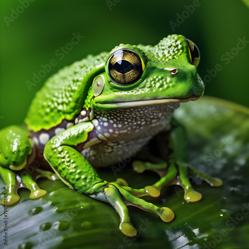green tree frog in close up