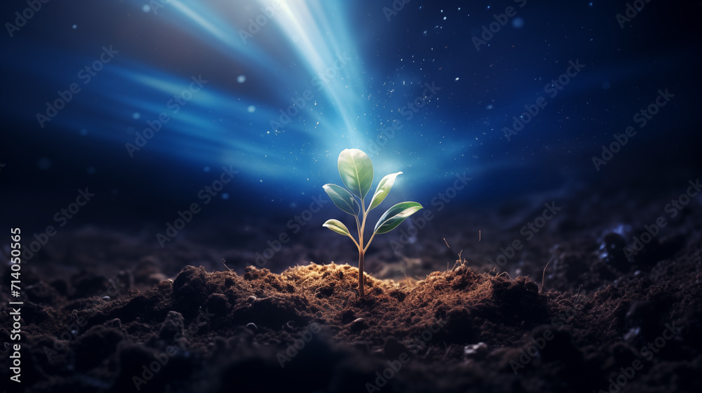 New Life Emerges as a Young Plant Sprouts from the Soil Bathed in ...
