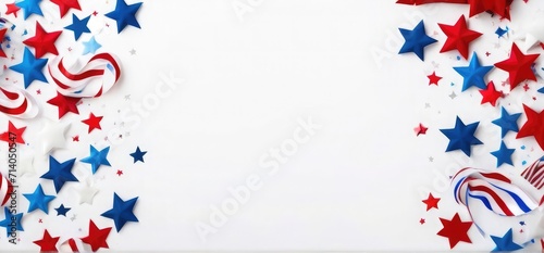 American flag white background with copy space for 4th july independent day. American Flag Border