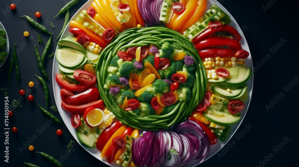 A colorful salad with fresh vegetables, dressed in a tangy and refreshing dressing, a healthy addition to any Ramadan meal A colorful salad with fresh vegetables, dressed in a tangy and refreshing dressing, a healthy addition to any Ramadan meal