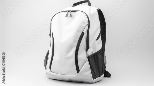 White backpack isolated with path, Front view of white textile backpack, Generative Ai