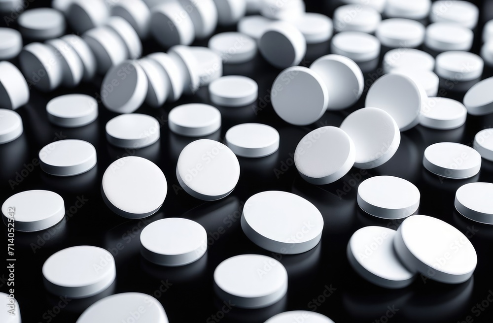 white pills on a black background