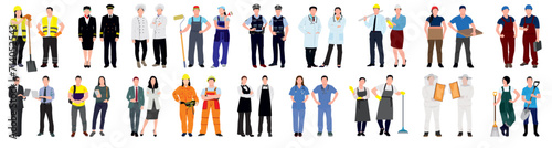 Pair of various professional. Different profession couple standing. Pair of male and female,  aviation, medical, police, medical, architect, mechanic, businesspeople, chef, bee keeper and many more. 