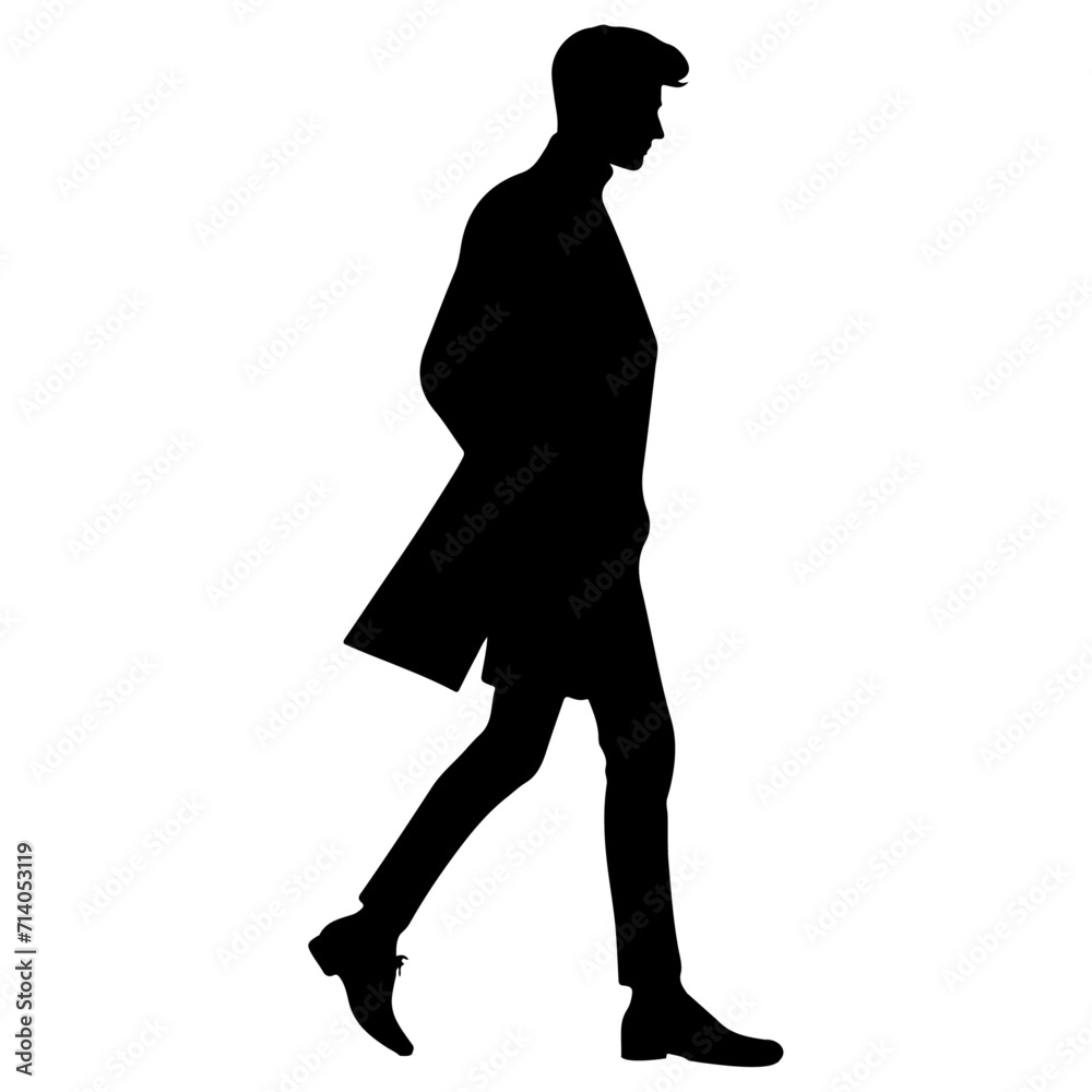minimal Business man walking forward in winter clothing pose vector silhouette minimal Business man walking forward in winter clothing pose vector silhouette