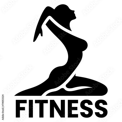 Woman Fitness logo vector art illustration black color