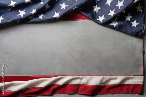 American flag gray background with copy space for 4th july independent day. American Flag Border