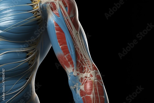 Detailed 3d illustration of elbow joint anatomy with emphasis on painful structures and sensations photo