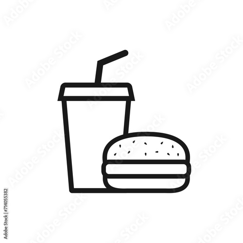 Fast food icon. Burger and soft drink cup icon.