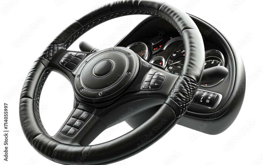 Sleek Stylish Car steering on Transparent Background