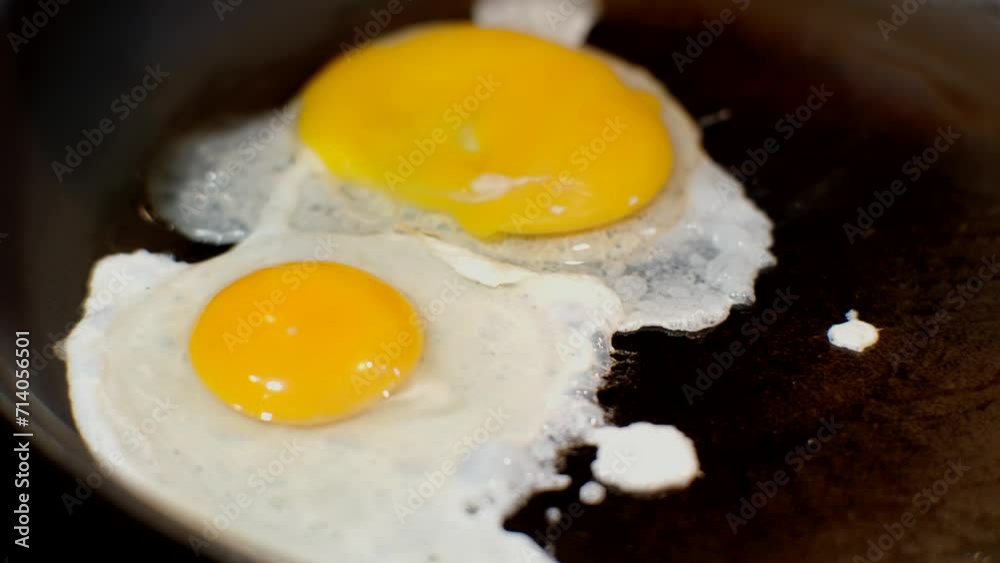 Frying an egg omelet in hot frying pan Frying an egg omelet in hot frying pan