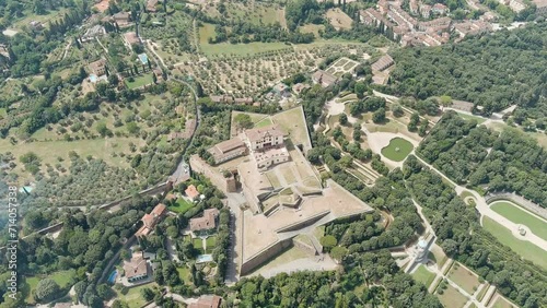 Florence, Italy. Fort Belvedere (Forte di Belvedere) - A hilltop fortress built in the 1500s. Summer, Aerial View, Point of interest photo