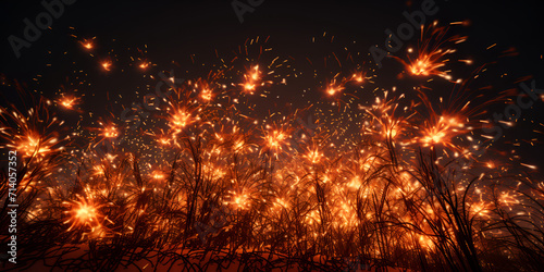 Festive fireworks explode in the night sky happy new year background 