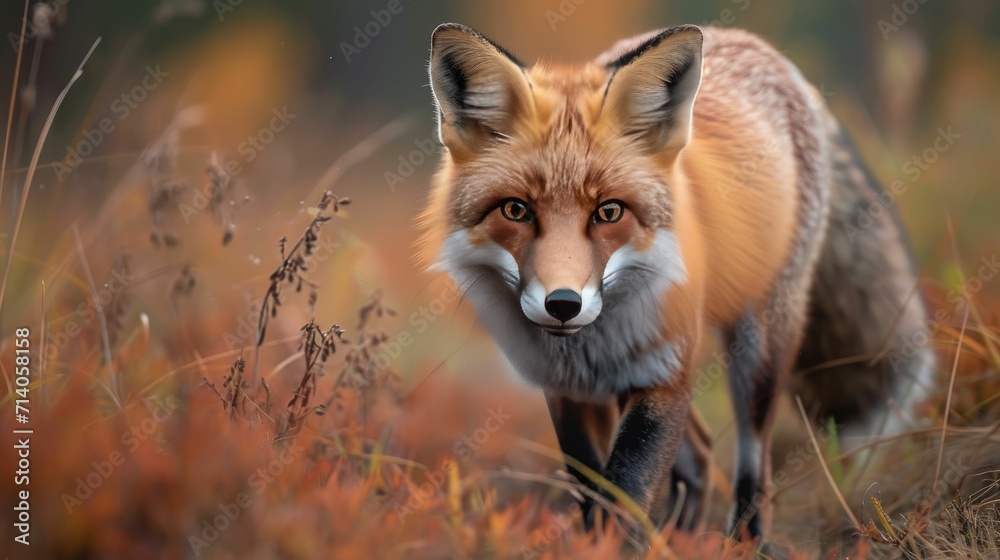 Naklejka premium Cunning Foxes in Their Natural Habitat- A Fascinating Wildlife Encounter