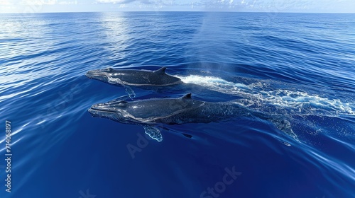 Gentle Whales Gliding Through the Ocean- A Majestic Wildlife Spectacle © AgungRikhi