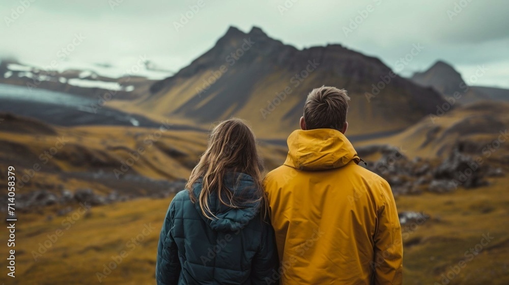 person standing in the mountains