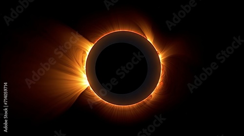 Total solar eclipse with a bright solar corona on a dark background photo