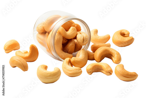 Falling cashew nuts isolated on transparent or white background, png photo