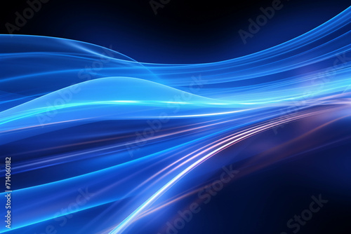 Blue Wave Energy Flow Abstract Design with Light Lines and Fractal Motion.