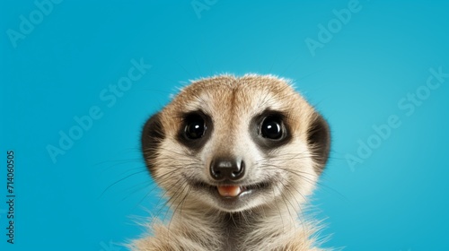 Cute meerkat on a blue background 