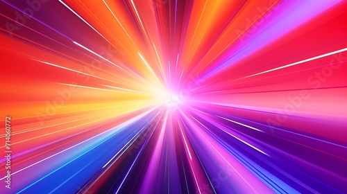 Flash rainbow abstract colorful background design. Multi-colored stripes and lines in perspective and converging into a point. Explosive light speed rays effect. Bright creative pattern wallpaper. 