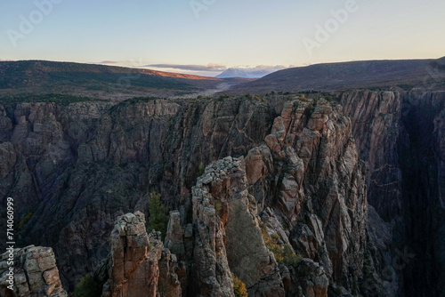 Early morning light hitting the craggy rocks at Black Canyon National Park
