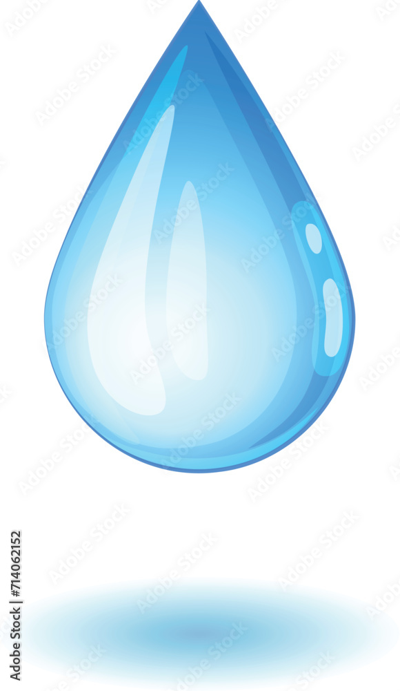 Water drop vector icon isolated on white background, blue droplet illustration falling down, realistic drawing of clear water drop Water drop vector icon isolated on white background, blue droplet illustration falling down, realistic drawing of clear water drop