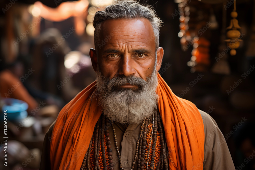Portrait of a man in a traditional clothes from India Portrait of a man in a traditional clothes from India