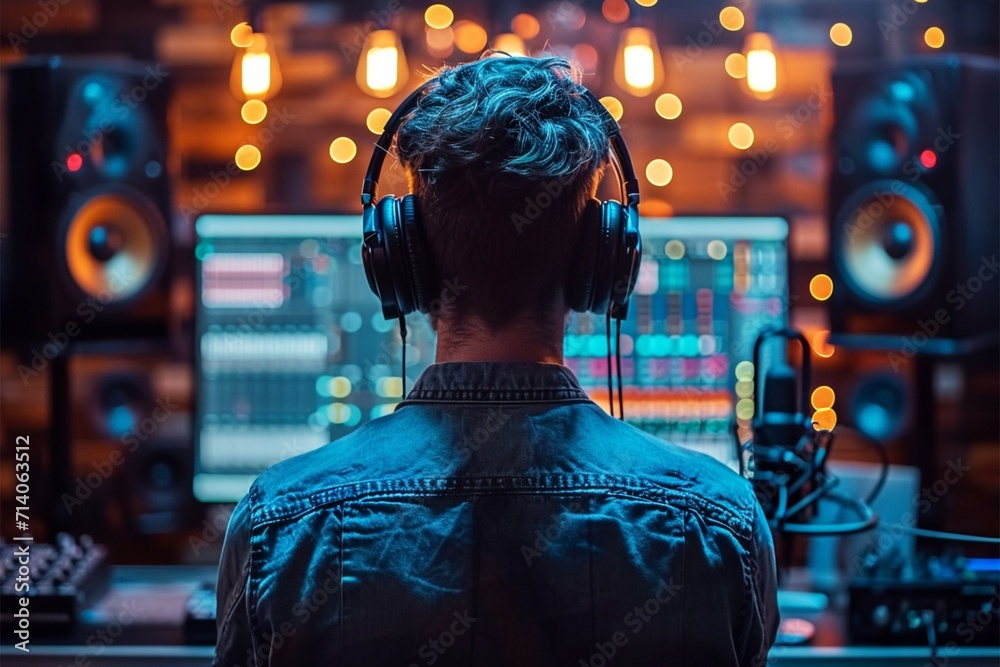 Obraz premium Visual storytelling in podcast marketing Illustrate impactful audio promotions through stock