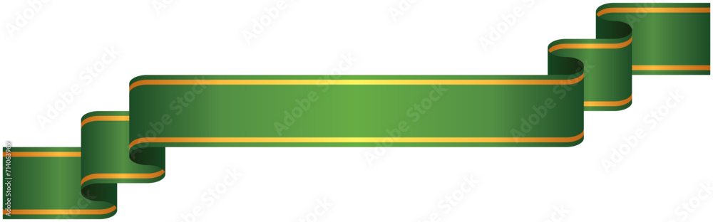Vector illustration of Gradation ribbon with gold line 7 (green) Stock ...