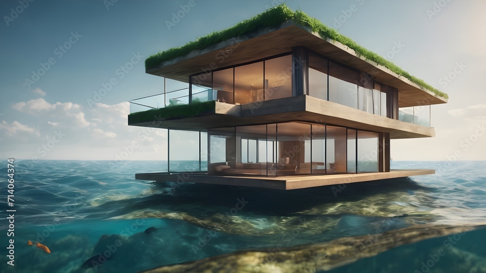 Home in Ocean Background Very cool