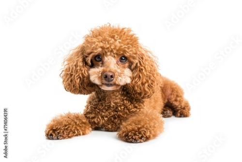 A brown poodle on a white background