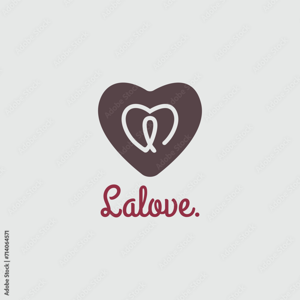 L Love Logo Line Vector. Letter L Combine With Love Icon Simple Logo Design.