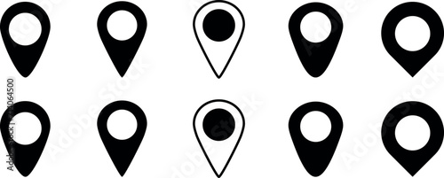 Location pin icon. Map pin place marker. Location icon. Map marker pointer icon set. GPS location symbol collection. Flat style - stock vector.