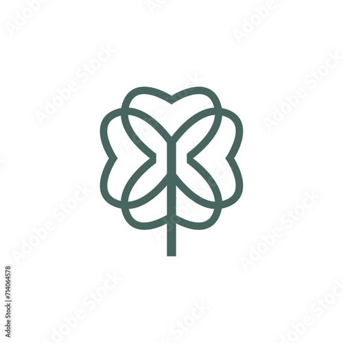 four clover leaves logo line concept nature and floral for brand identity