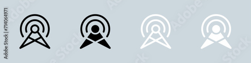 Broadcast icon set in black and white. Online signs vector illustration.